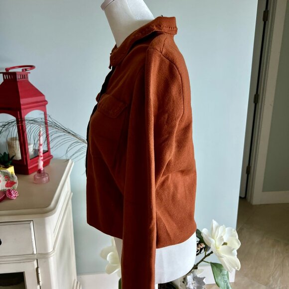 Stylish Cropped Button-Up Sweater \ Cardigan Burnt Orange | Rust M - Picture 8 of 10
